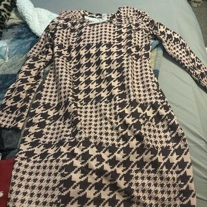 Stylish Houndstooth Dress - Pink and Black